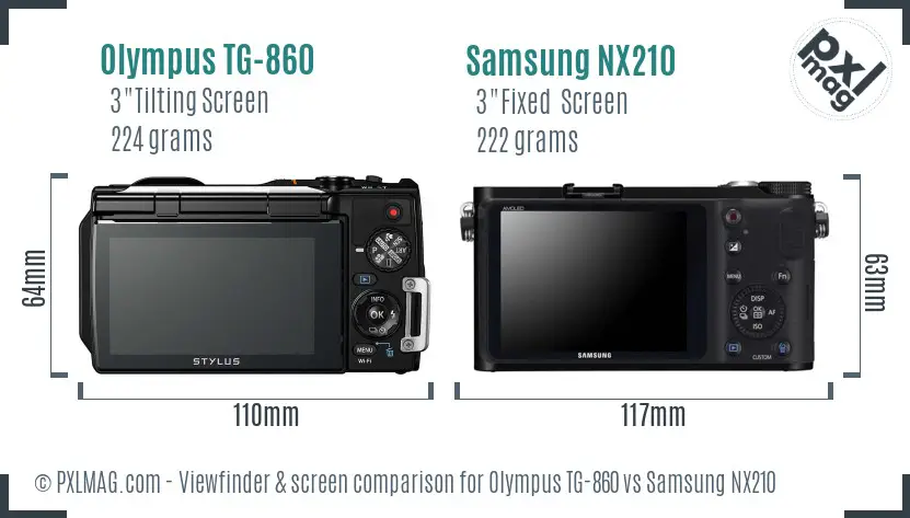 Olympus TG-860 vs Samsung NX210 Screen and Viewfinder comparison