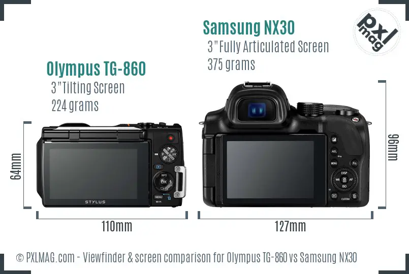 Olympus TG-860 vs Samsung NX30 Screen and Viewfinder comparison