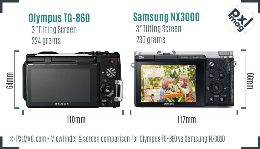 Olympus TG-860 vs Samsung NX3000 Screen and Viewfinder comparison