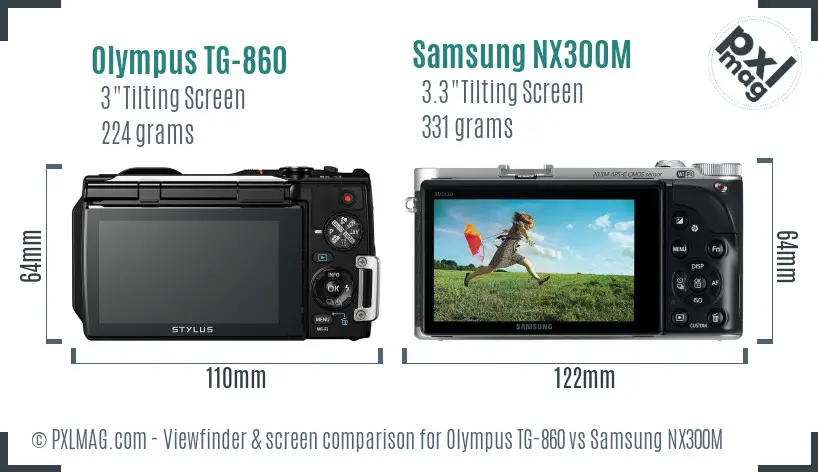 Olympus TG-860 vs Samsung NX300M Screen and Viewfinder comparison