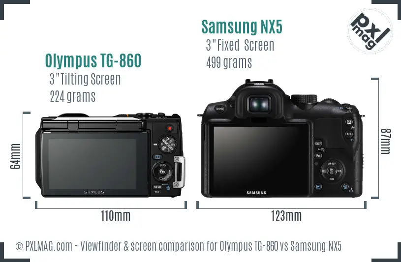 Olympus TG-860 vs Samsung NX5 Screen and Viewfinder comparison