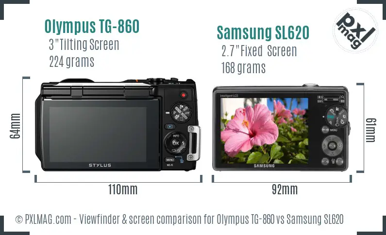 Olympus TG-860 vs Samsung SL620 Screen and Viewfinder comparison