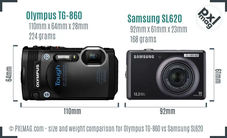 Olympus TG-860 vs Samsung SL620 size comparison