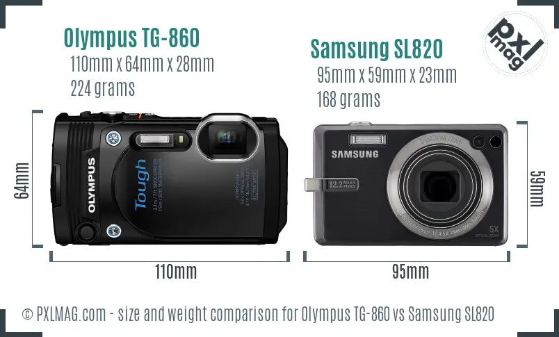 Olympus TG-860 vs Samsung SL820 size comparison Olympus TG-860 vs Samsung SL820 size comparison
