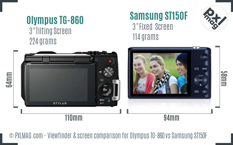 Olympus TG-860 vs Samsung ST150F Screen and Viewfinder comparison