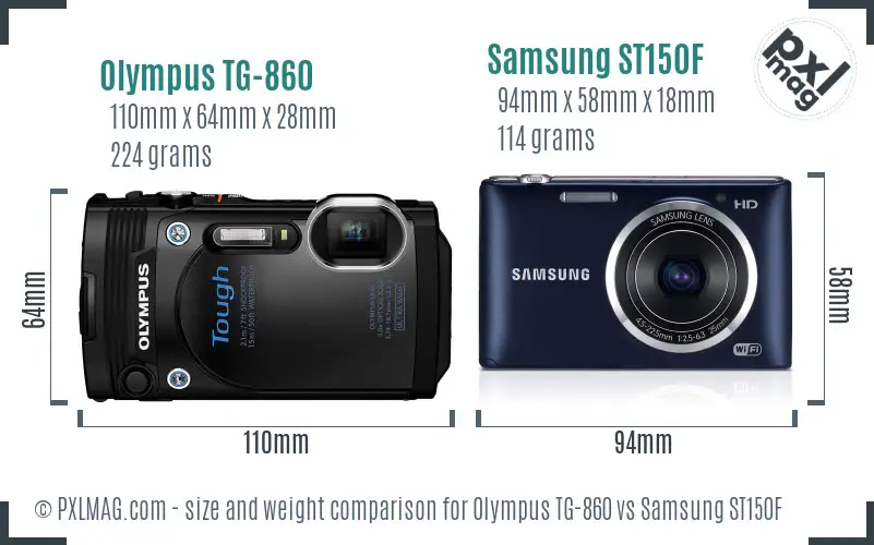 Olympus TG-860 vs Samsung ST150F size comparison