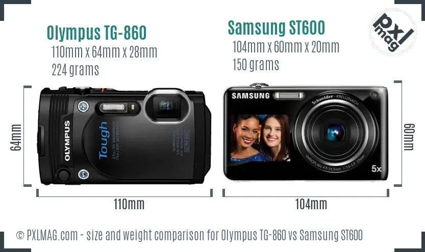 Olympus TG-860 vs Samsung ST600 size comparison