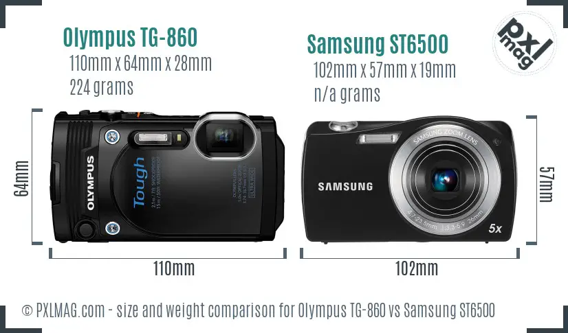 Olympus TG-860 vs Samsung ST6500 size comparison
