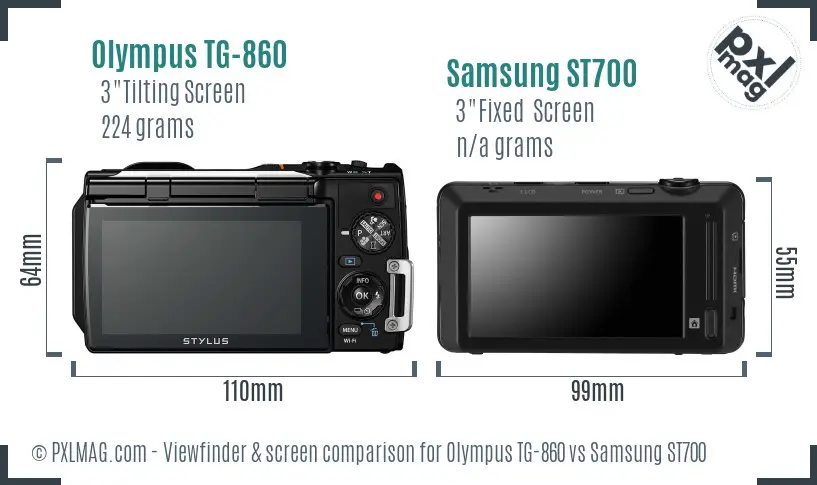 Olympus TG-860 vs Samsung ST700 Screen and Viewfinder comparison