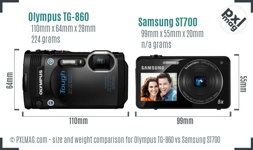 Olympus TG-860 vs Samsung ST700 size comparison