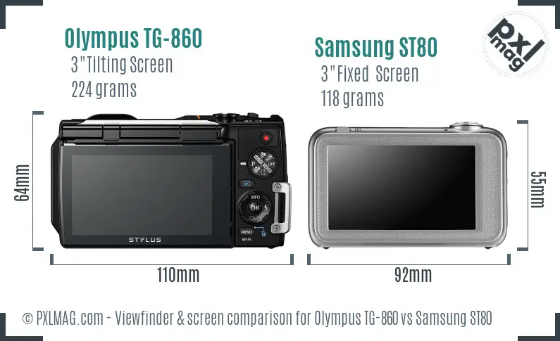 Olympus TG-860 vs Samsung ST80 Screen and Viewfinder comparison