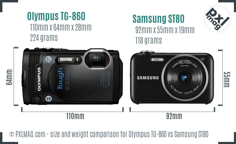 Olympus TG-860 vs Samsung ST80 size comparison