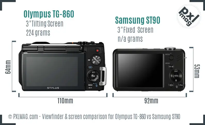 Olympus TG-860 vs Samsung ST90 Screen and Viewfinder comparison