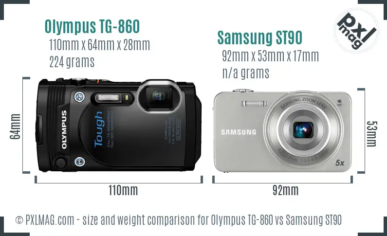 Olympus TG-860 vs Samsung ST90 size comparison