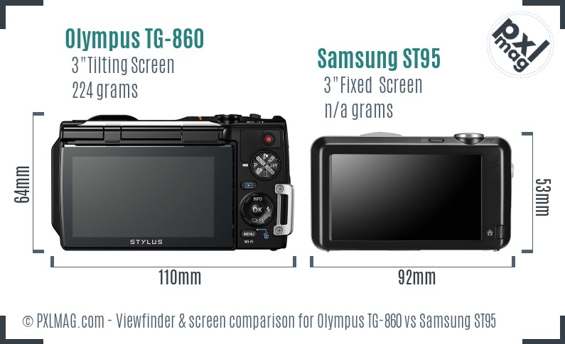 Olympus TG-860 vs Samsung ST95 Screen and Viewfinder comparison