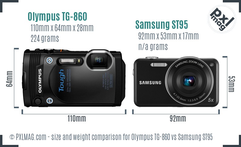 Olympus TG-860 vs Samsung ST95 size comparison
