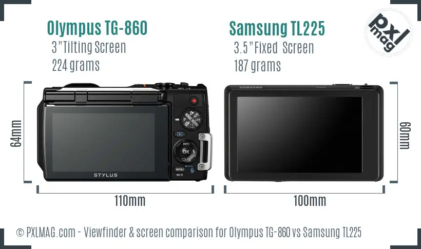 Olympus TG-860 vs Samsung TL225 Screen and Viewfinder comparison Olympus TG-860 vs Samsung TL225 Screen and Viewfinder comparison