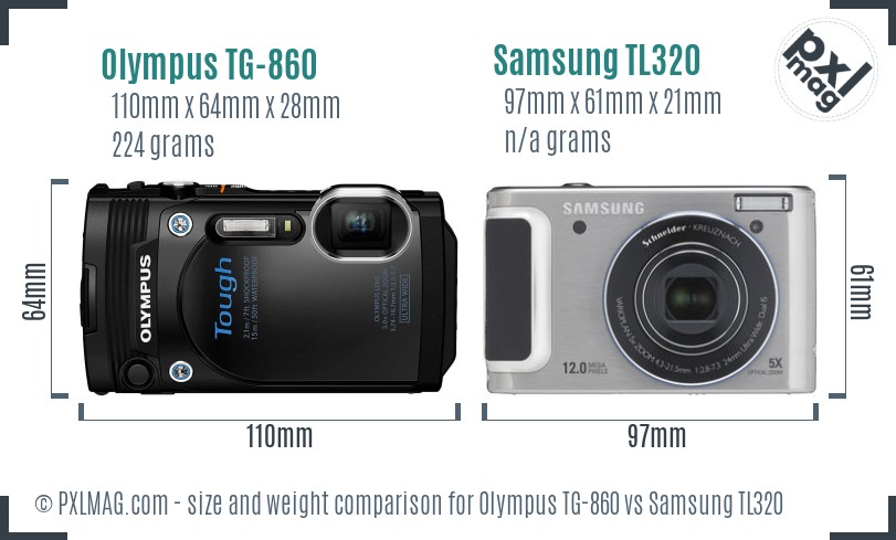 Olympus TG-860 vs Samsung TL320 size comparison Olympus TG-860 vs Samsung TL320 size comparison