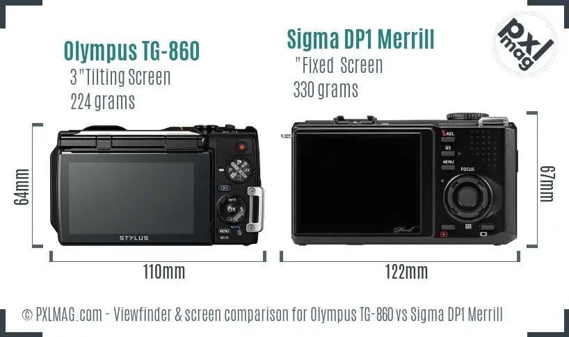 Olympus TG-860 vs Sigma DP1 Merrill Screen and Viewfinder comparison