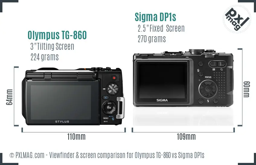 Olympus TG-860 vs Sigma DP1s Screen and Viewfinder comparison