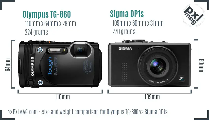 Olympus TG-860 vs Sigma DP1s size comparison