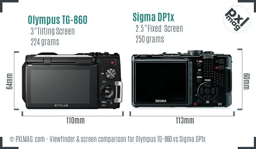 Olympus TG-860 vs Sigma DP1x Screen and Viewfinder comparison