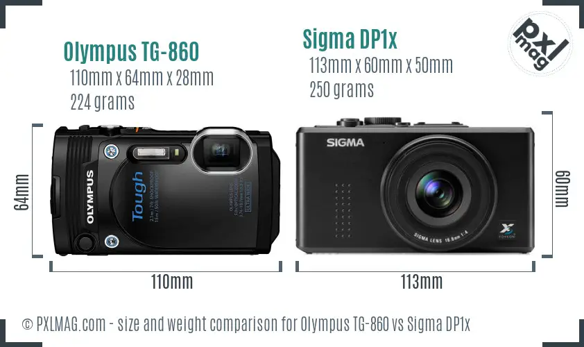 Olympus TG-860 vs Sigma DP1x size comparison