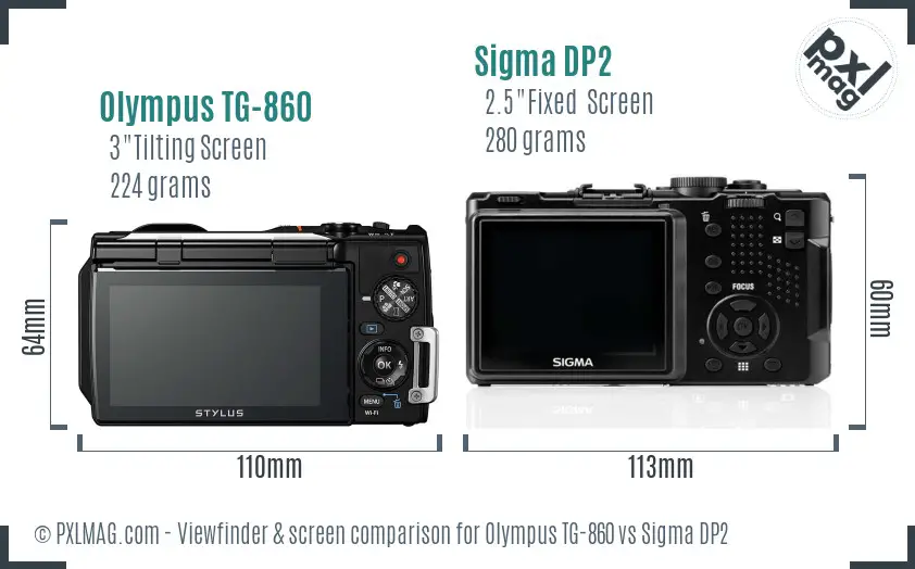 Olympus TG-860 vs Sigma DP2 Screen and Viewfinder comparison