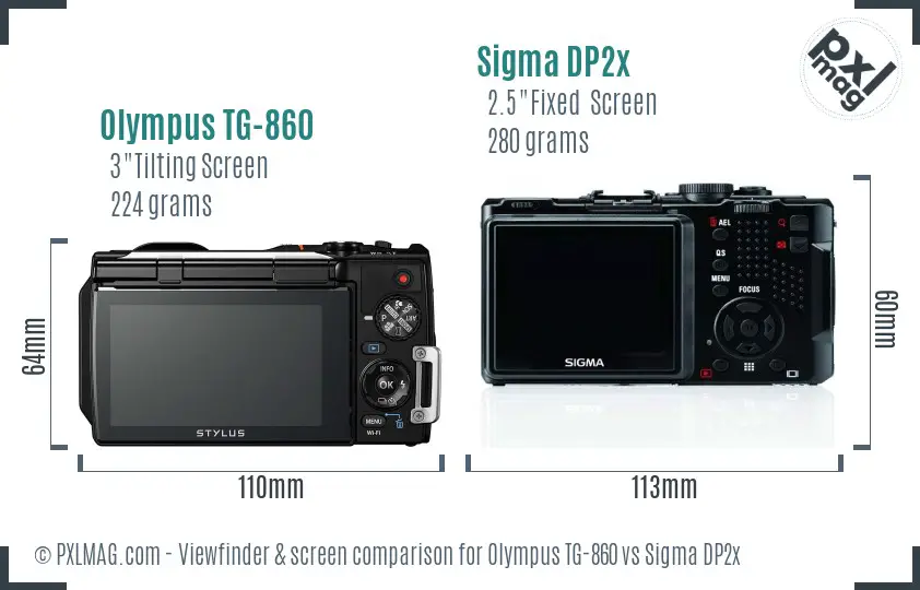 Olympus TG-860 vs Sigma DP2x Screen and Viewfinder comparison