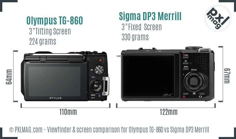 Olympus TG-860 vs Sigma DP3 Merrill Screen and Viewfinder comparison Olympus TG-860 vs Sigma DP3 Merrill Screen and Viewfinder comparison