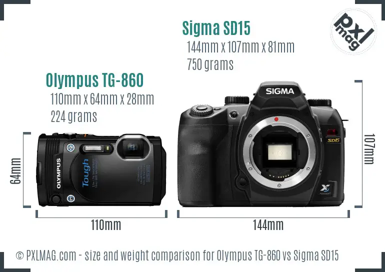 Olympus TG-860 vs Sigma SD15 size comparison