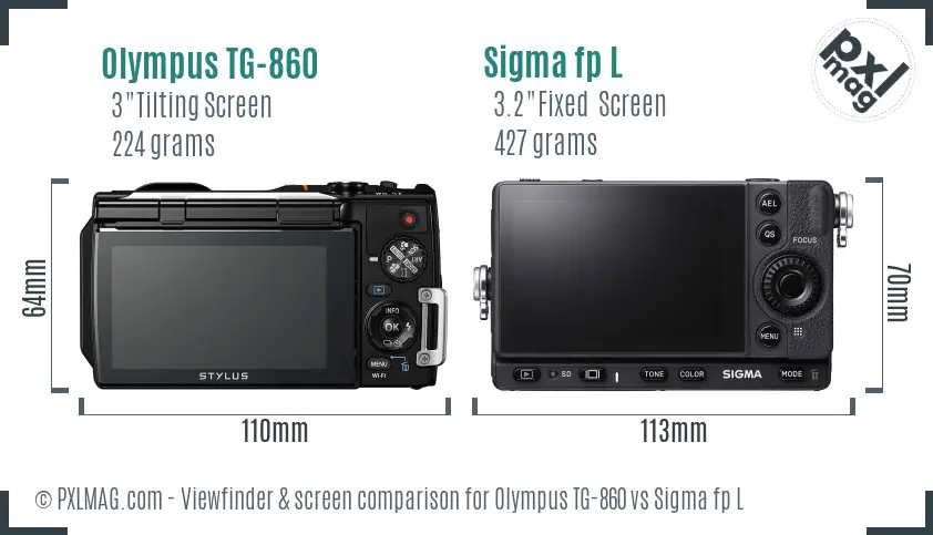 Olympus TG-860 vs Sigma fp L Screen and Viewfinder comparison