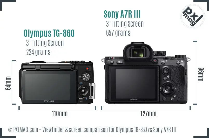 Olympus TG-860 vs Sony A7R III Screen and Viewfinder comparison