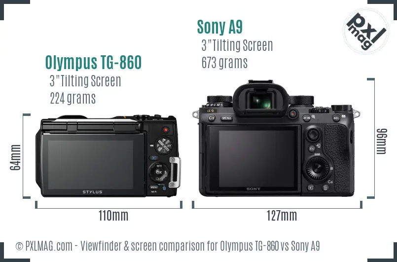 Olympus TG-860 vs Sony A9 Screen and Viewfinder comparison