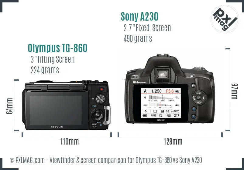 Olympus TG-860 vs Sony A230 Screen and Viewfinder comparison