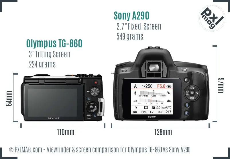 Olympus TG-860 vs Sony A290 Screen and Viewfinder comparison