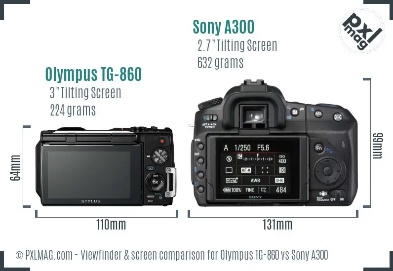 Olympus TG-860 vs Sony A300 Screen and Viewfinder comparison