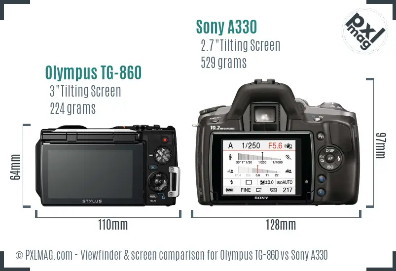 Olympus TG-860 vs Sony A330 Screen and Viewfinder comparison