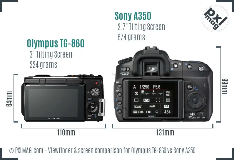 Olympus TG-860 vs Sony A350 Screen and Viewfinder comparison
