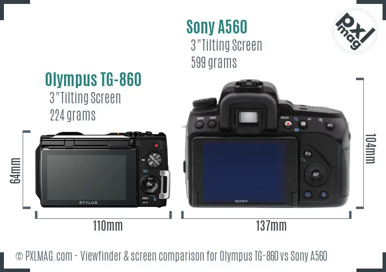 Olympus TG-860 vs Sony A560 Screen and Viewfinder comparison