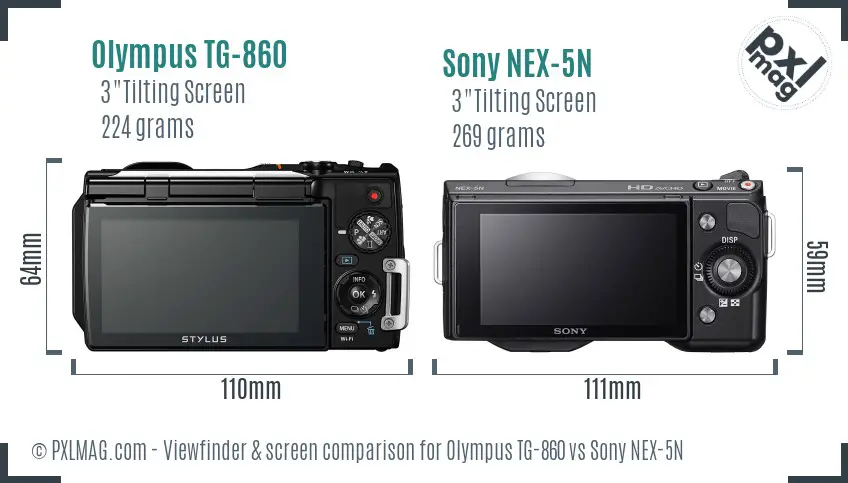 Olympus TG-860 vs Sony NEX-5N Screen and Viewfinder comparison