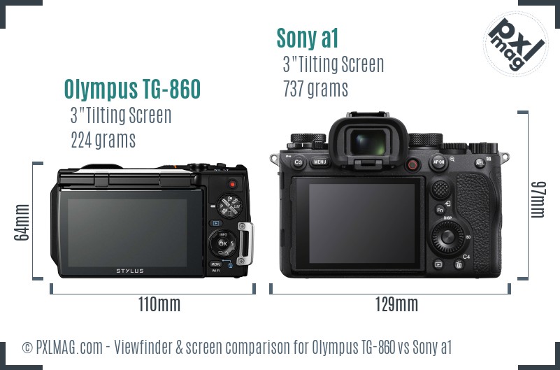 Olympus TG-860 vs Sony a1 Screen and Viewfinder comparison