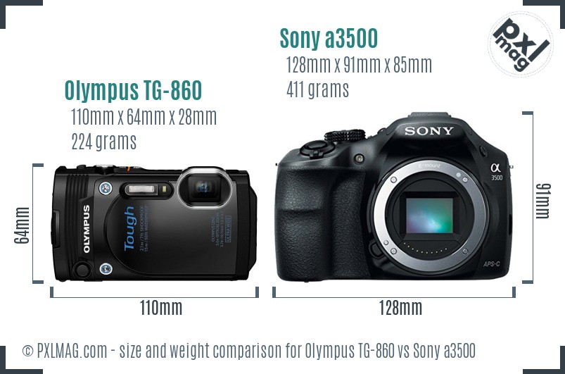 Olympus TG-860 vs Sony a3500 size comparison Olympus TG-860 vs Sony a3500 size comparison