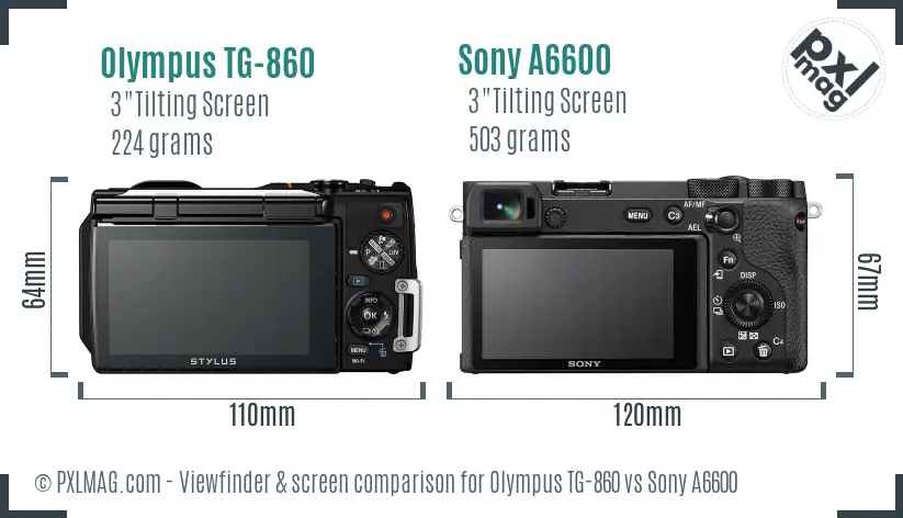 Olympus TG-860 vs Sony A6600 Screen and Viewfinder comparison