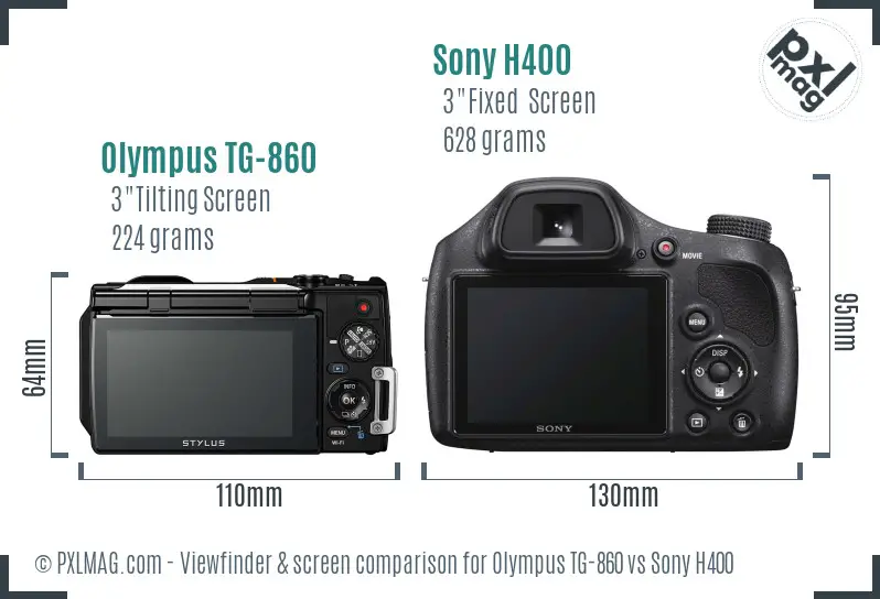 Olympus TG-860 vs Sony H400 Screen and Viewfinder comparison