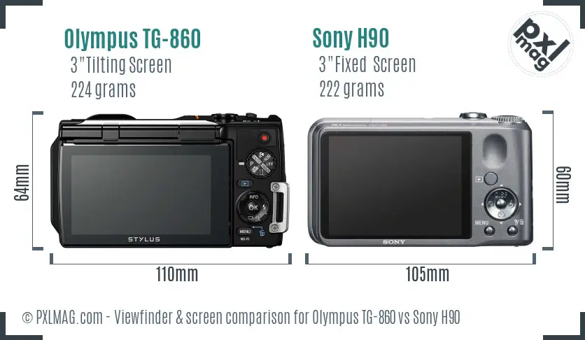 Olympus TG-860 vs Sony H90 Screen and Viewfinder comparison