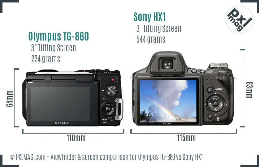 Olympus TG-860 vs Sony HX1 Screen and Viewfinder comparison