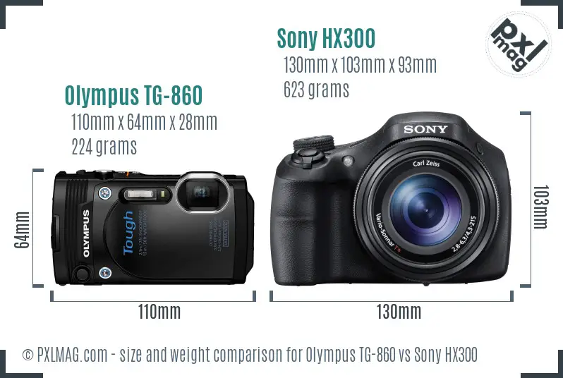 Olympus TG-860 vs Sony HX300 size comparison