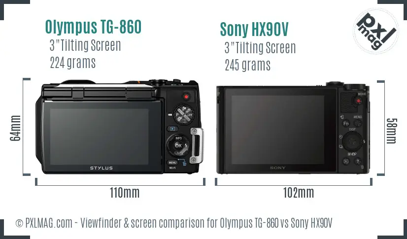 Olympus TG-860 vs Sony HX90V Screen and Viewfinder comparison
