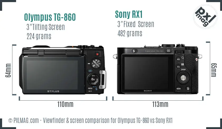 Olympus TG-860 vs Sony RX1 Screen and Viewfinder comparison